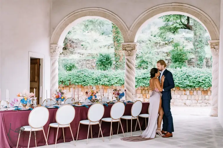Elegant wedding celebration at Bunic -Kaboga Estate near Dubrovnik, Croatia, featuring a historic villa, landscaped gardens, and a refined setting for a luxury destination wedding.