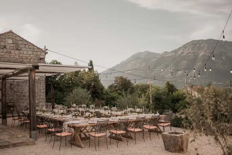 Rustic wedding venue at Koračeva Kuća in Konavle, Croatia, featuring traditional stone architecture, countryside surroundings, and an authentic setting for a romantic destination wedding.